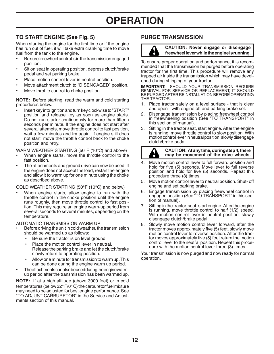 Operation | Poulan Pro PB20H42YT User Manual | Page 12 / 56