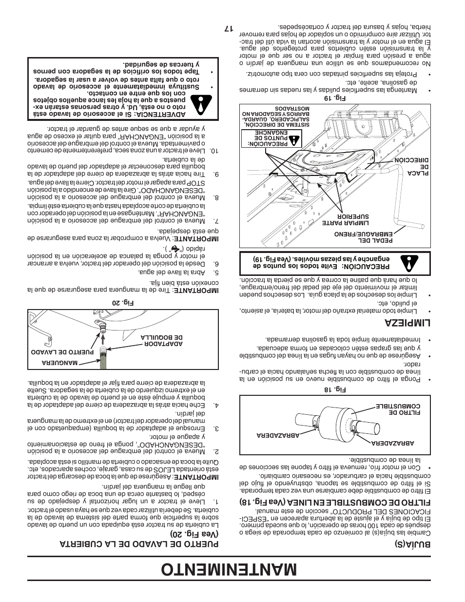 Mantenimento, Limpieza | Poulan Pro PB20H42YT User Manual | Page 40 / 56