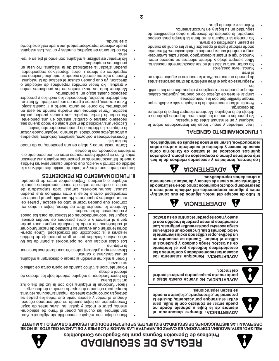 Reglas de seguridad, Advertencia | Poulan Pro PB20H42YT User Manual | Page 55 / 56