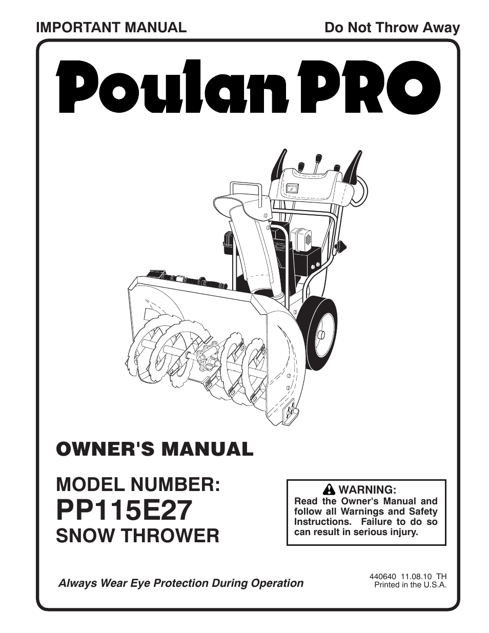 Poulan Pro PP115E27 User Manual | 40 pages