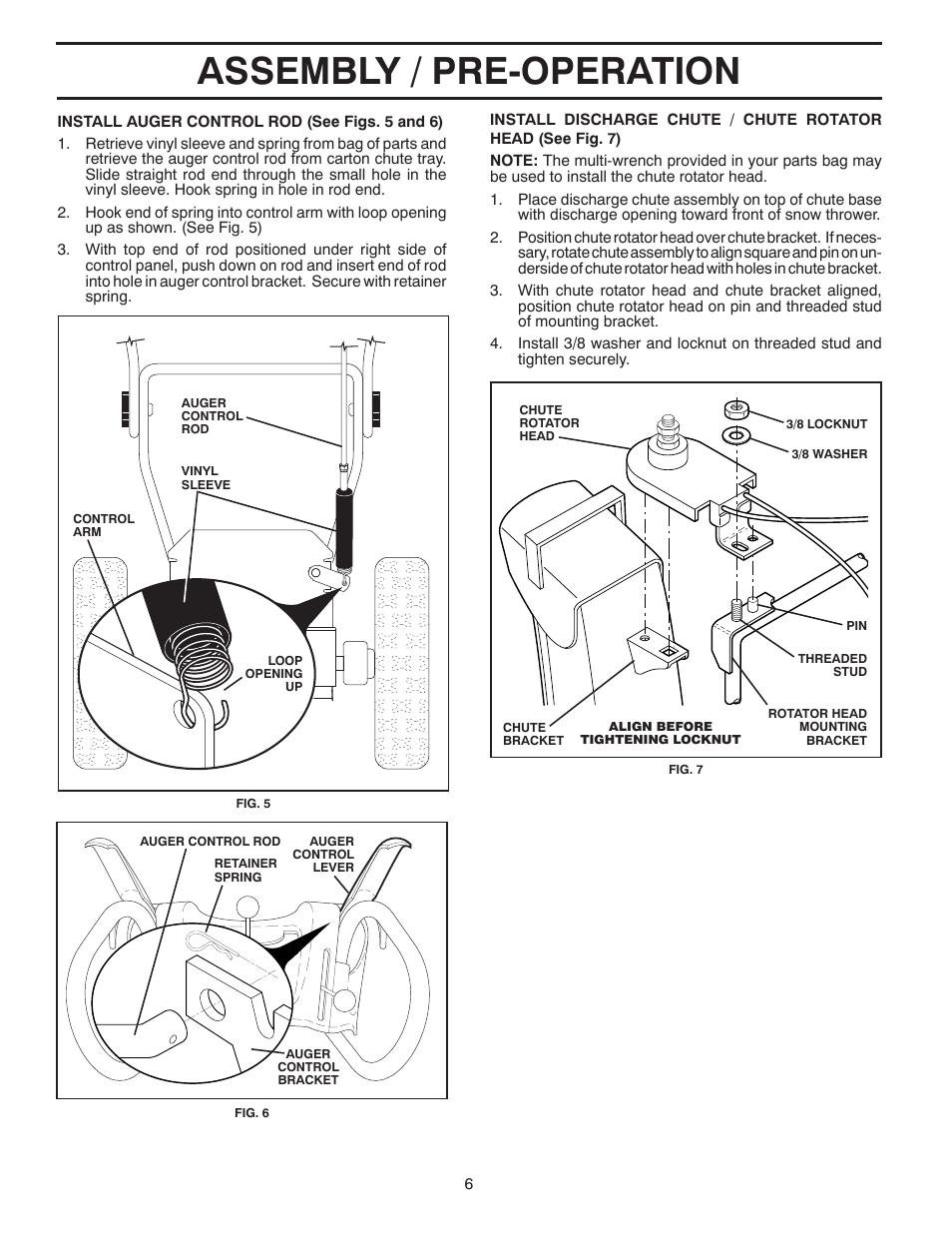 Assembly / pre-operation | Poulan Pro PP115E27 User Manual | Page 6 / 40