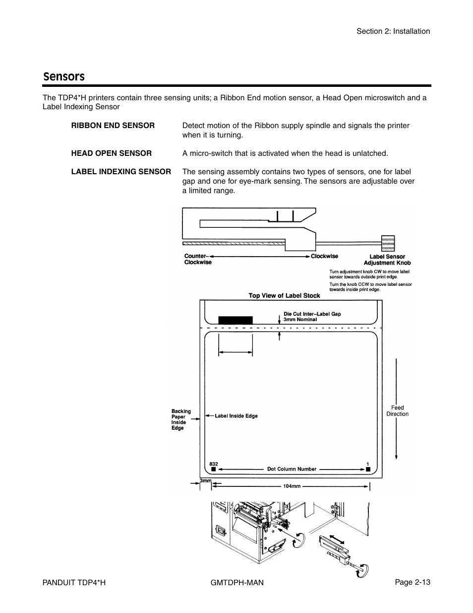 Sensors | Panduit TDP46H User Manual | Page 25 / 84