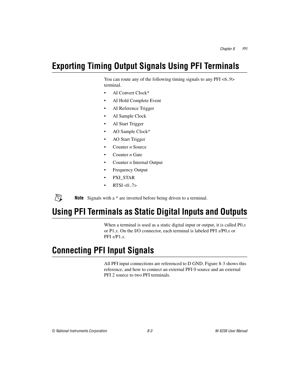 Connecting pfi input signals | National Instruments DAQ M Series User Manual | Page 103 / 162