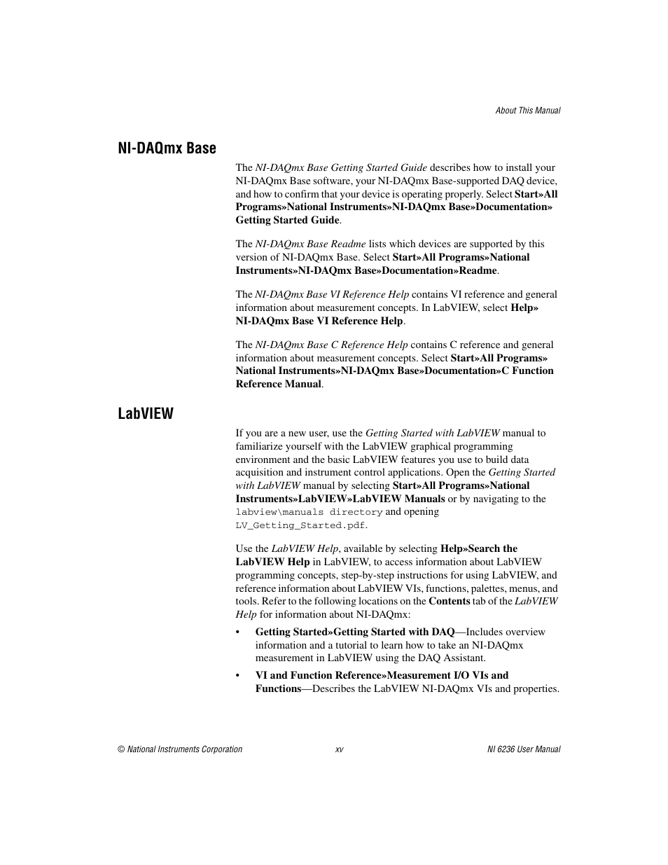 Ni-daqmx base, Labview | National Instruments DAQ M Series User Manual | Page 13 / 162