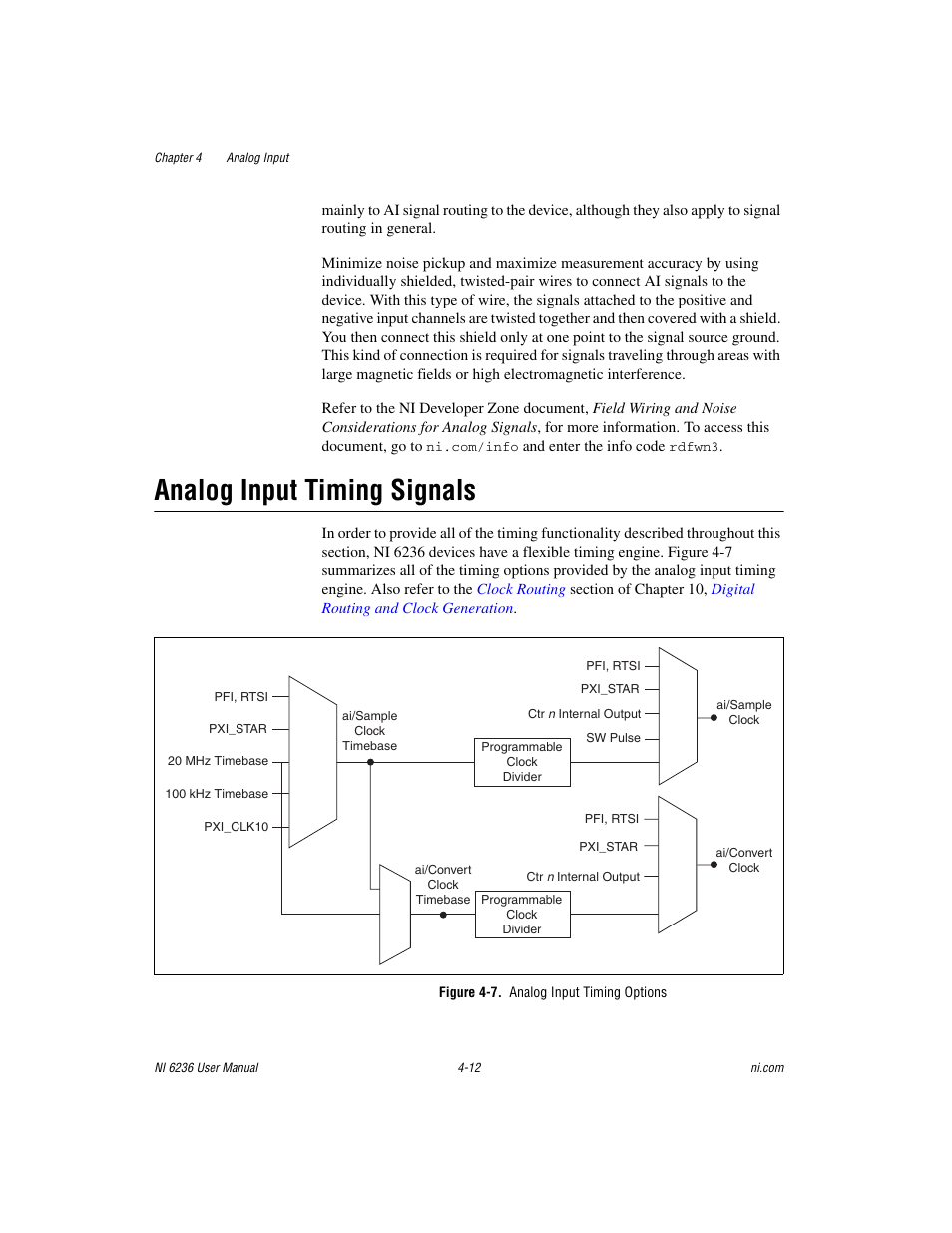 Analog input timing signals, Figure 4-7. analog input timing options, Analog input timing signals -12 | National Instruments DAQ M Series User Manual | Page 36 / 162