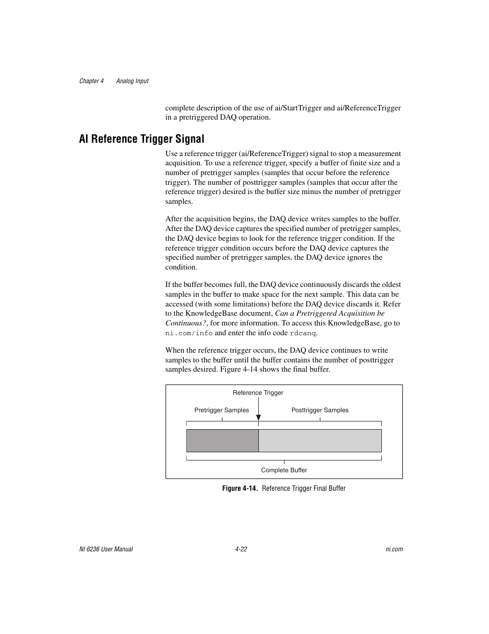 Ai reference trigger signal, Figure 4-14. reference trigger final buffer, Ai reference trigger signal -22 | National Instruments DAQ M Series User Manual | Page 46 / 162