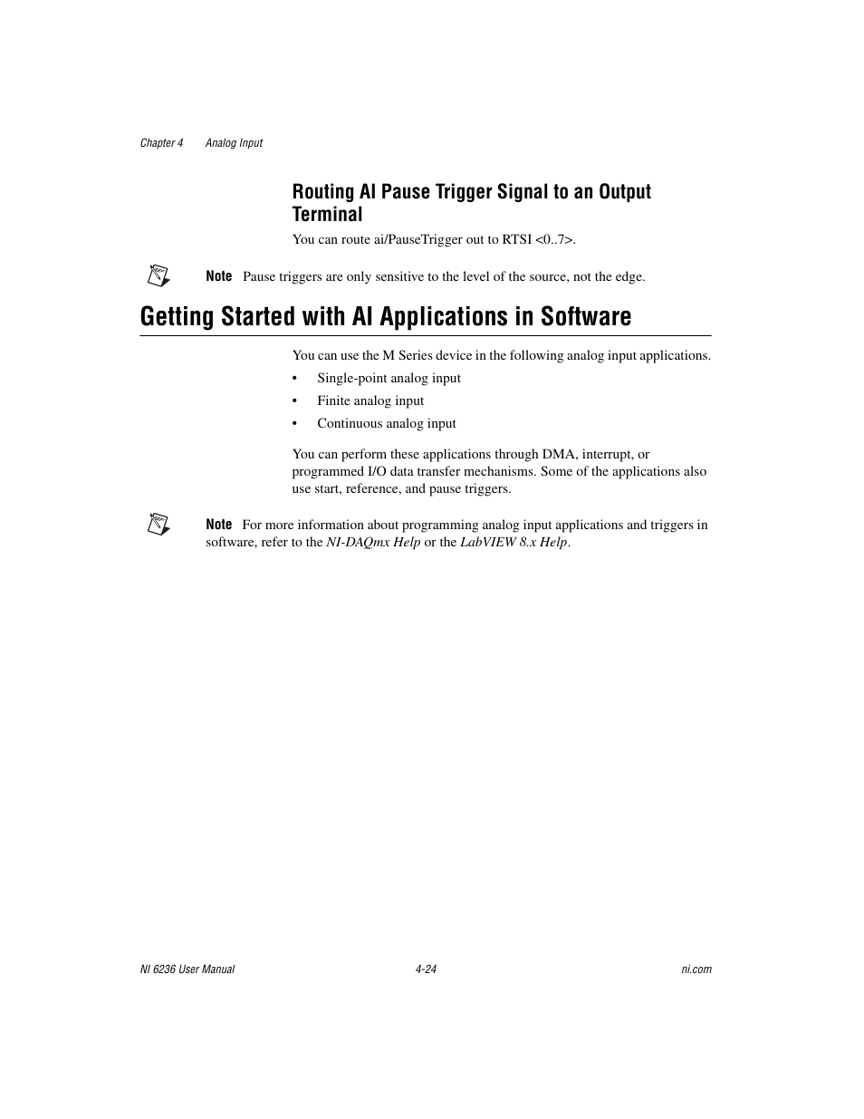 Getting started with ai applications in software | National Instruments DAQ M Series User Manual | Page 48 / 162