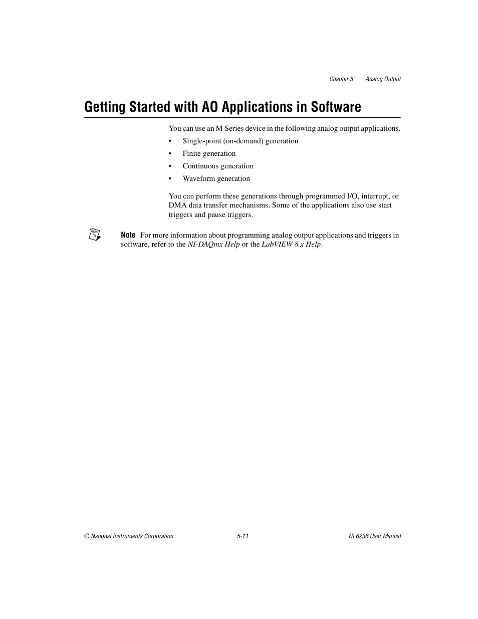 Getting started with ao applications in software | National Instruments DAQ M Series User Manual | Page 59 / 162