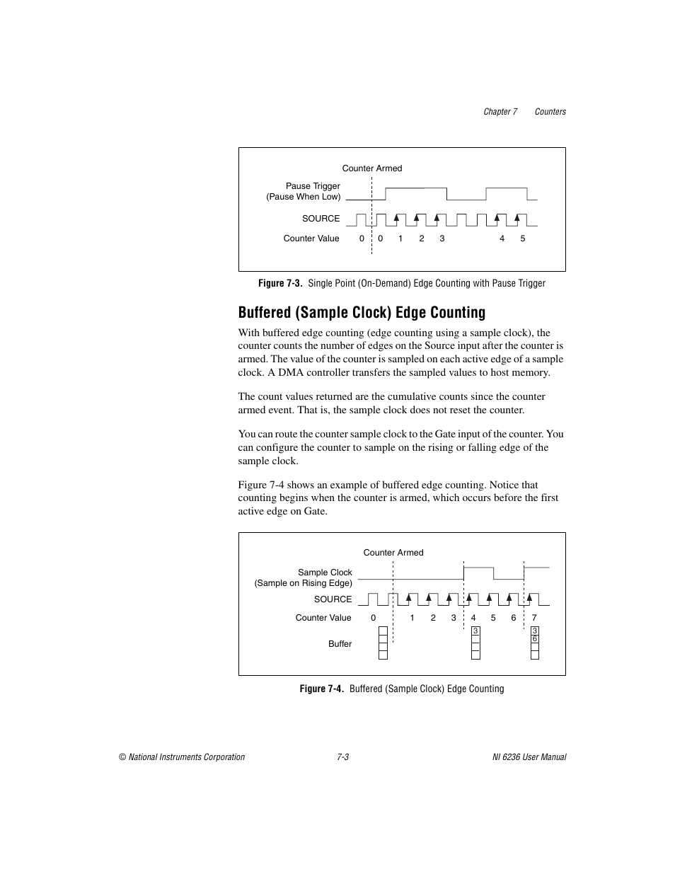 Buffered (sample clock) edge counting, Figure 7-4. buffered (sample clock) edge counting, Buffered (sample clock) edge counting -3 | Re 7-3 sho | National Instruments DAQ M Series User Manual | Page 65 / 162