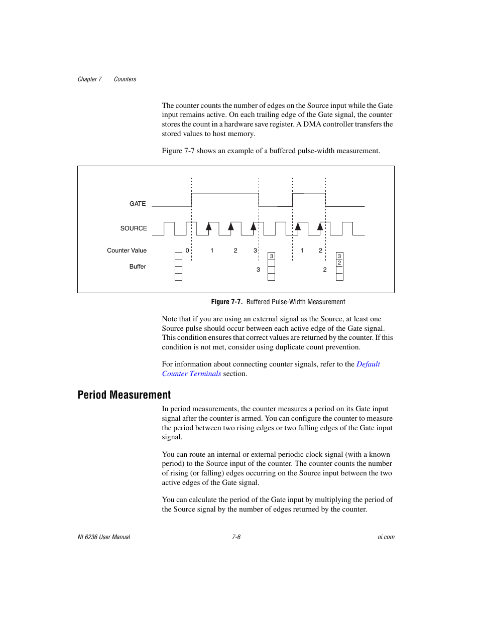 Figure 7-7. buffered pulse-width measurement, Period measurement, Period measurement -6 | National Instruments DAQ M Series User Manual | Page 68 / 162
