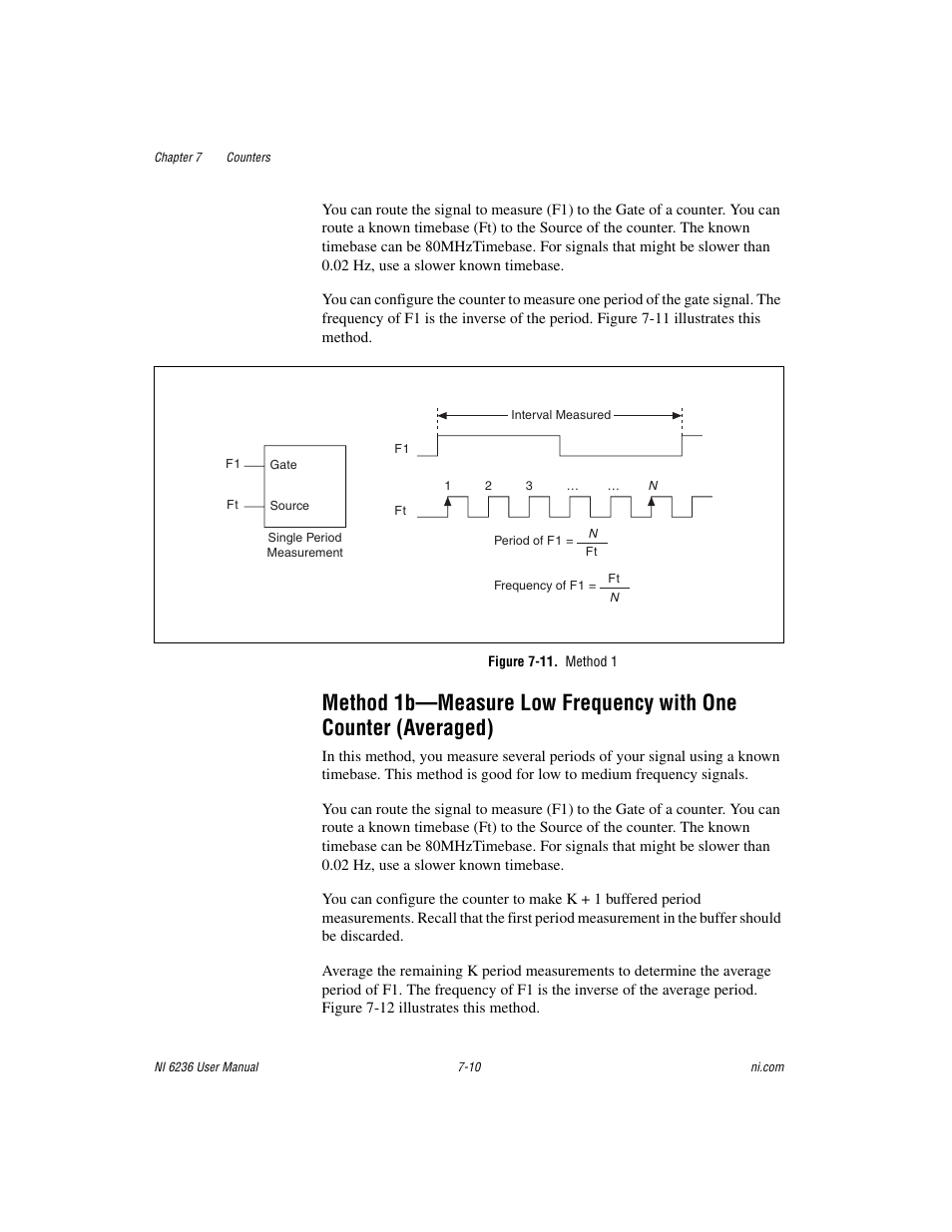 Figure 7-11. method 1, Method 1b—measure low frequency with one counter, Averaged) -10 | National Instruments DAQ M Series User Manual | Page 72 / 162