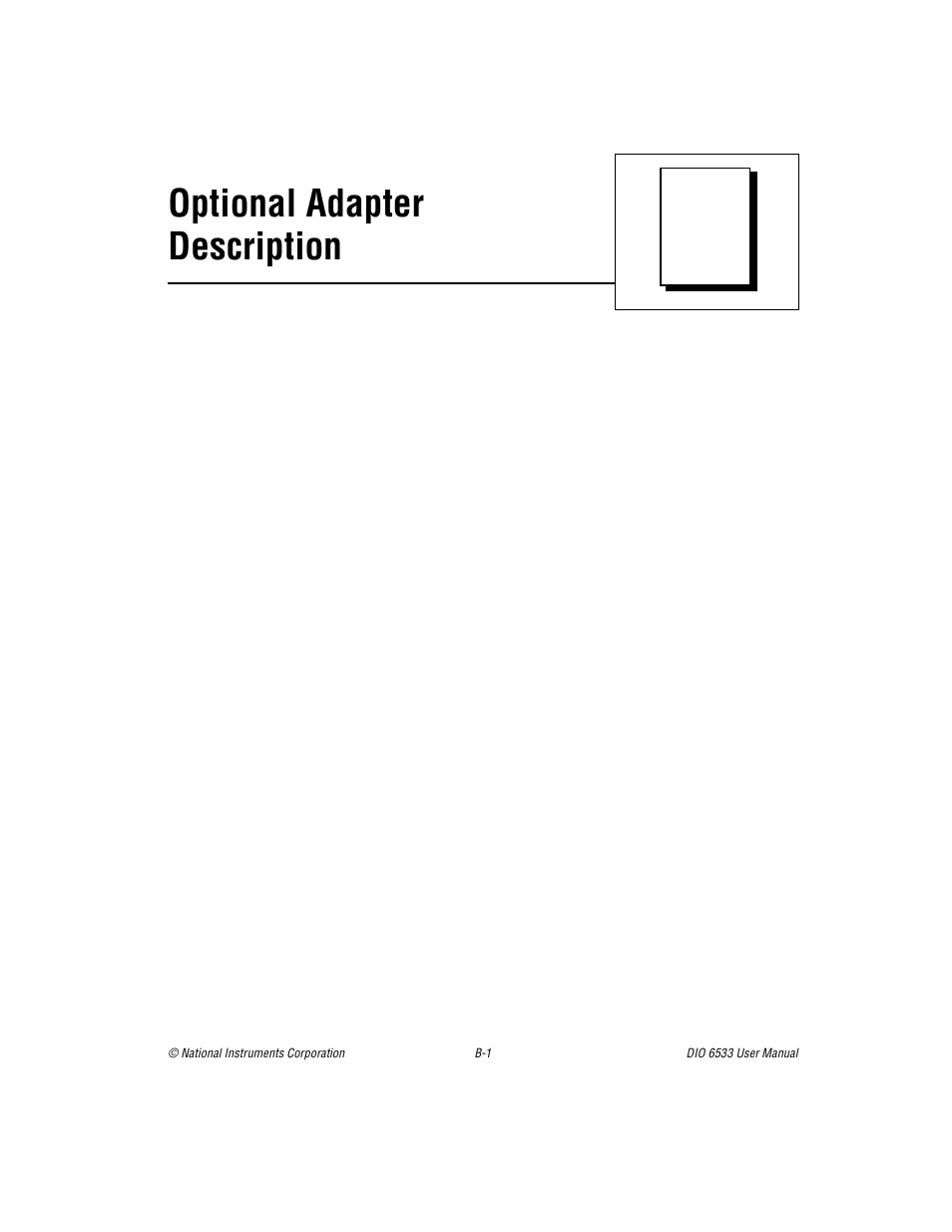 Appendix b optional adapter description, Appendix b, Optional adapter description | National Instruments DIO 6533 User Manual | Page 102 / 125