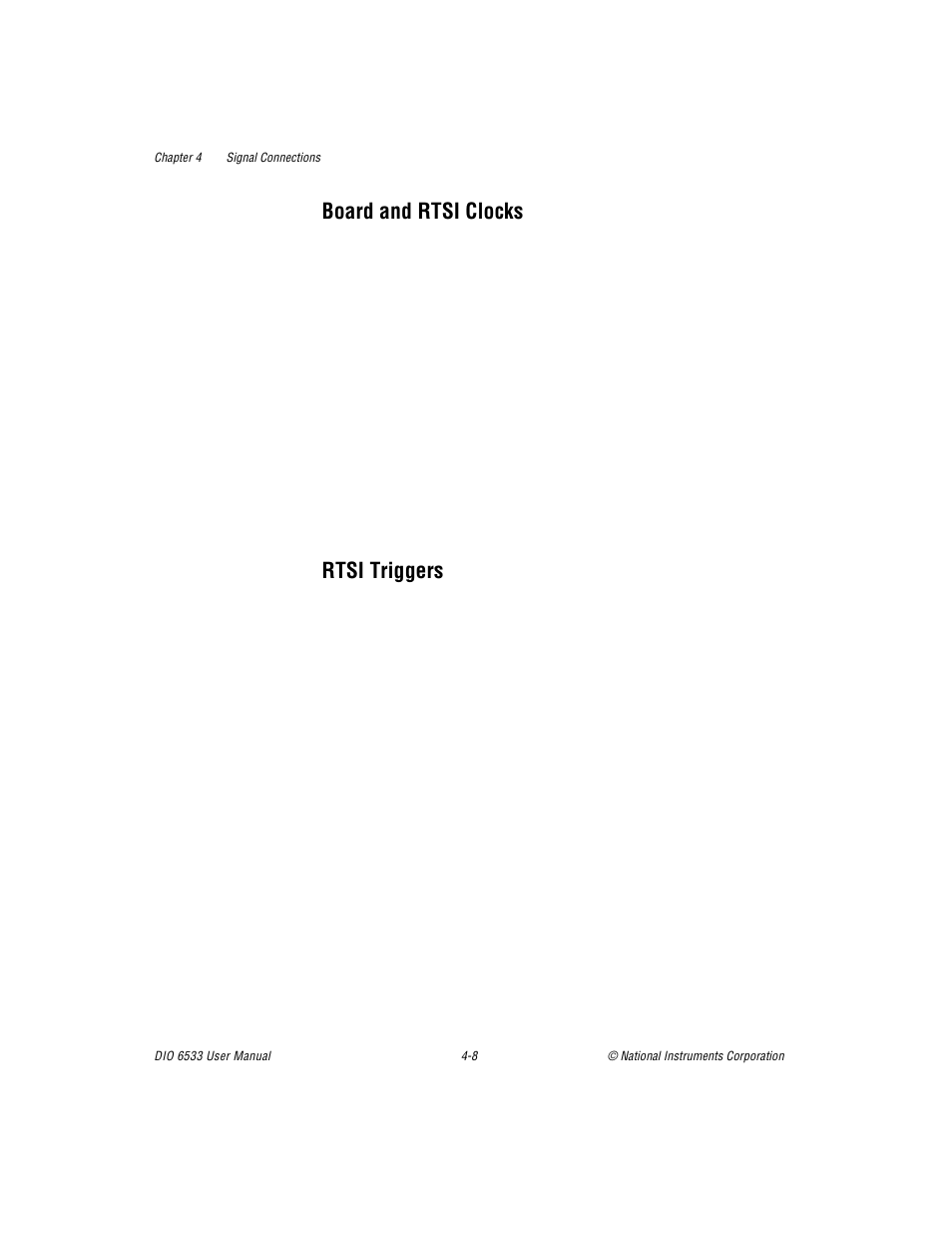 Board and rtsi clocks, Rtsi triggers, Board and rtsi clocks -8 rtsi triggers -8 | National Instruments DIO 6533 User Manual | Page 51 / 125