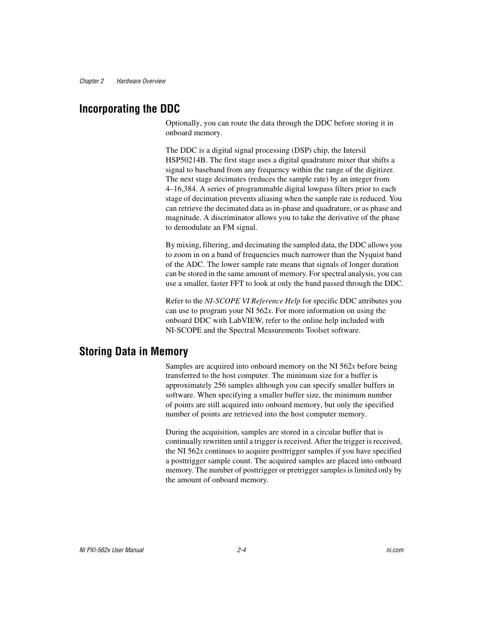 Incorporating the ddc, Storing data in memory, Incorporating the ddc -4 storing data in memory -4 | Storing, Data in memory | National Instruments NI PXI-562X User Manual | Page 18 / 35