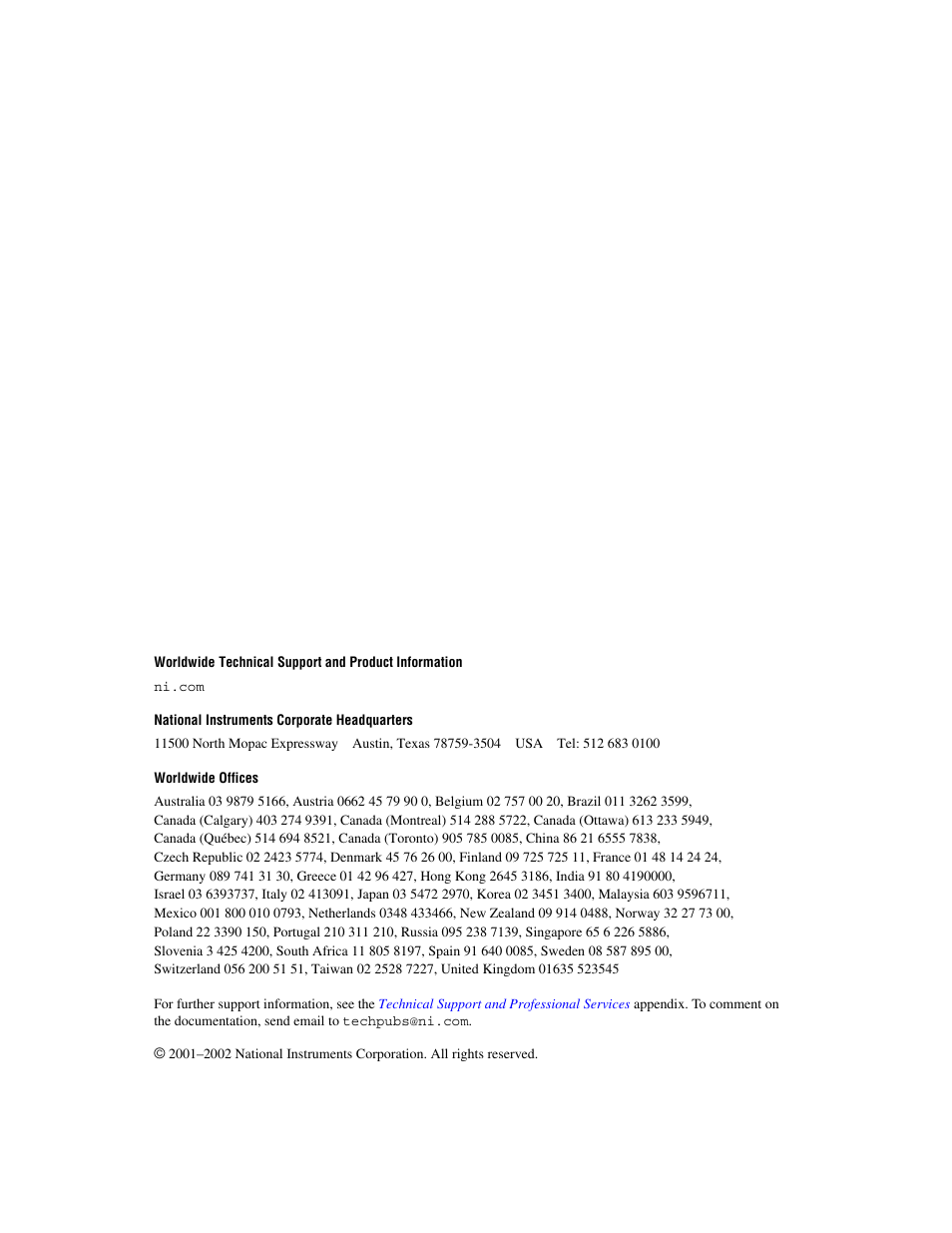 Support, National instruments corporate headquarters, Worldwide offices | National Instruments NI PXI-562X User Manual | Page 2 / 35