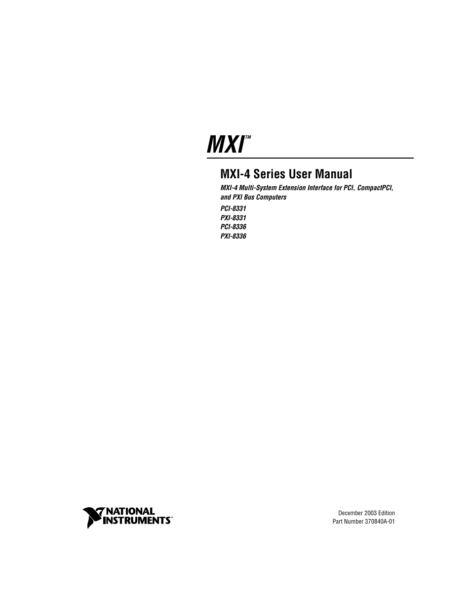 National Instruments PCI-8331 User Manual | 43 pages