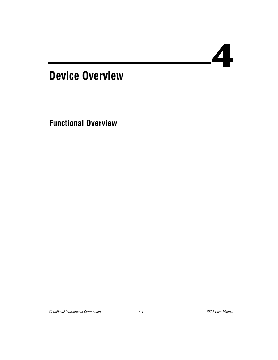 Chapter 4 device overview, Functional overview, Functional overview -1 | Device overview | National Instruments DAQ 6527 User Manual | Page 29 / 47