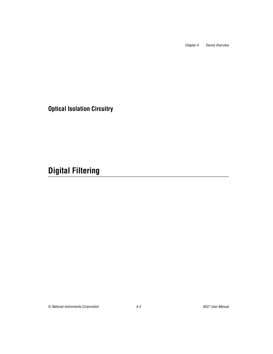 Optical isolation circuitry, Digital filtering, Optical isolation circuitry -3 | Digital filtering -3 | National Instruments DAQ 6527 User Manual | Page 31 / 47