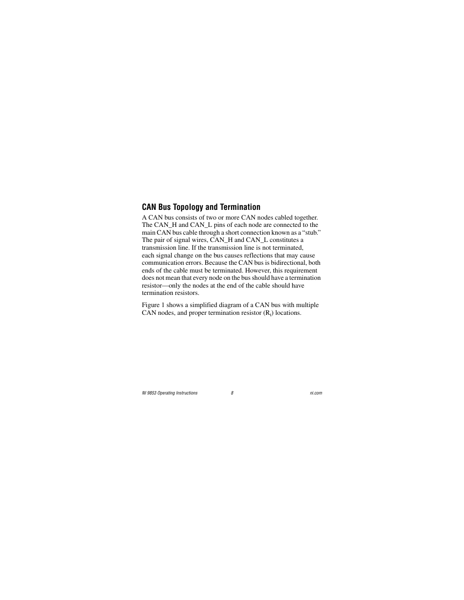 Can bus topology and termination | National Instruments NI 9853 User Manual | Page 8 / 28