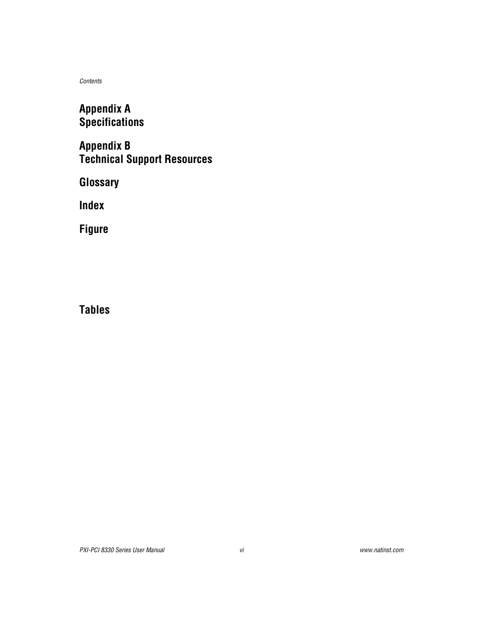 Figures, Tables | National Instruments PXI-PCI 8330 Series User Manual | Page 6 / 30