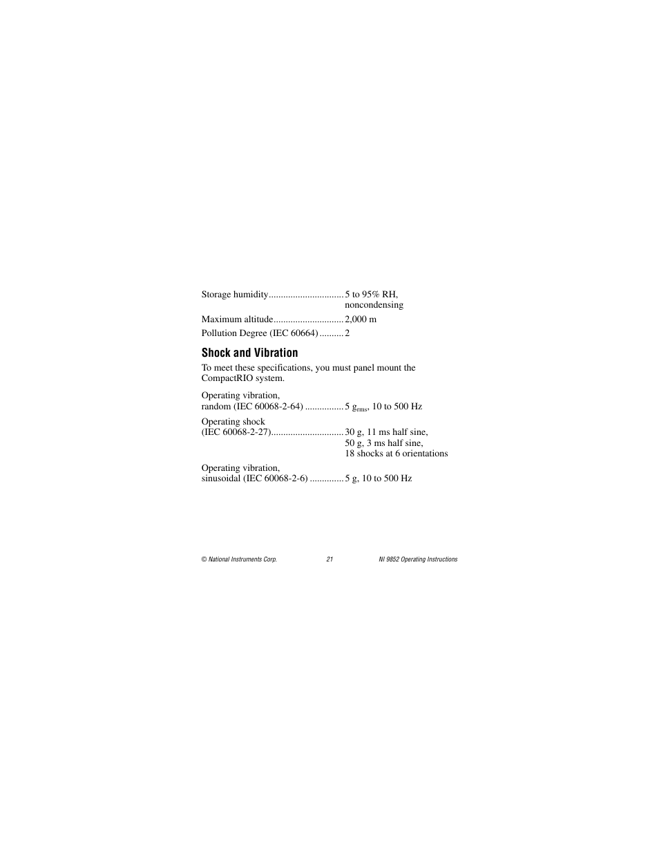Shock and vibration | National Instruments NI 9852 User Manual | Page 21 / 27