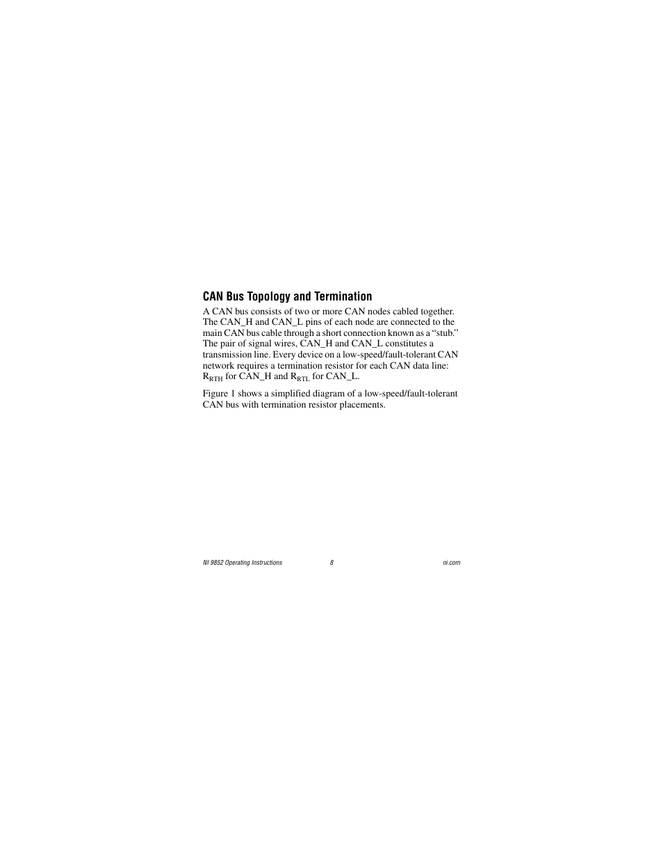 Can bus topology and termination | National Instruments NI 9852 User Manual | Page 8 / 27