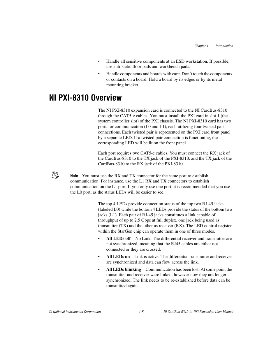 Ni pxi-8310 overview, Ni pxi-8310 overview -5 | National Instruments NI CardBus-8310-to-PXI Expansion User Manual | Page 12 / 43