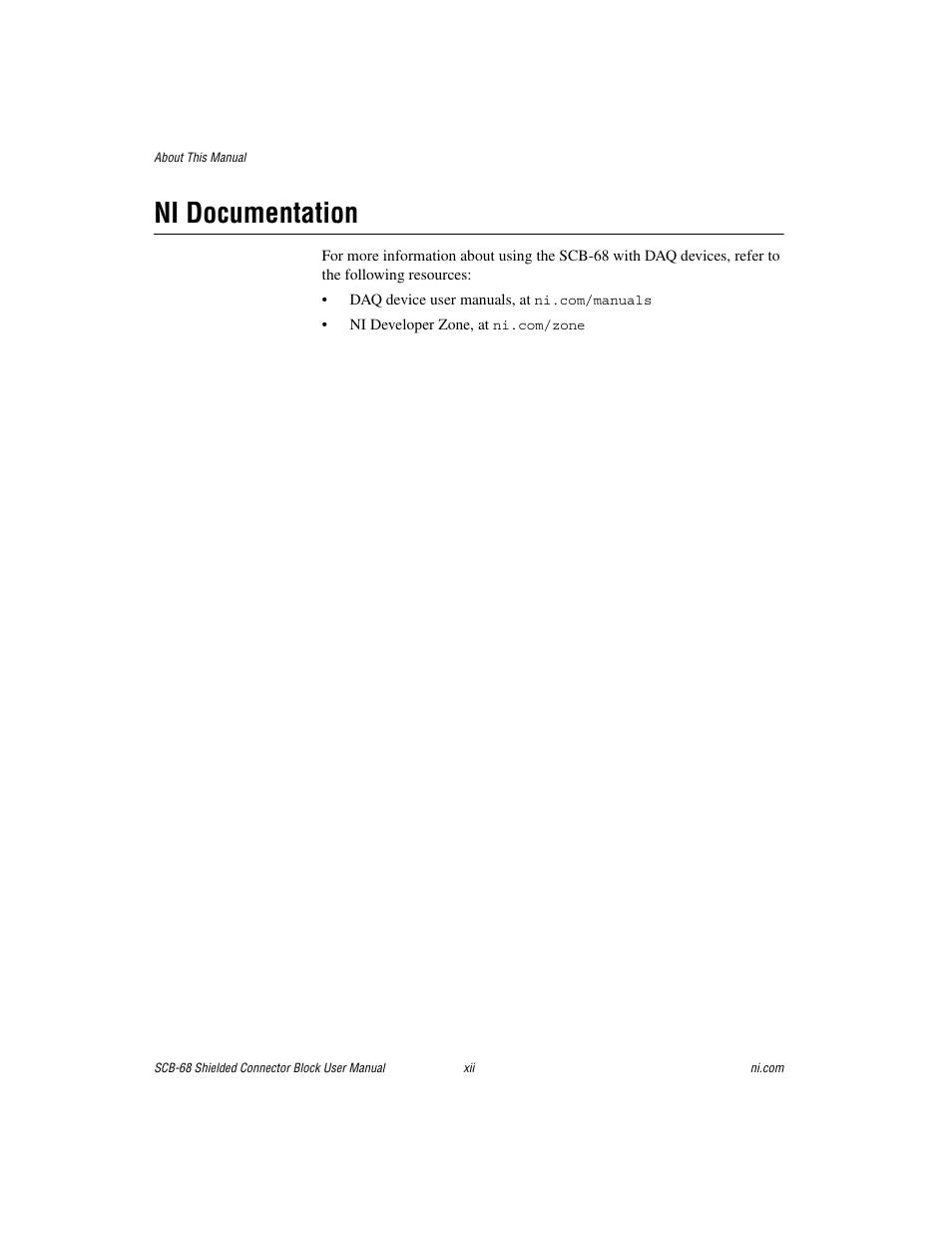 Ni documentation | National Instruments SCB-68 User Manual | Page 10 / 104