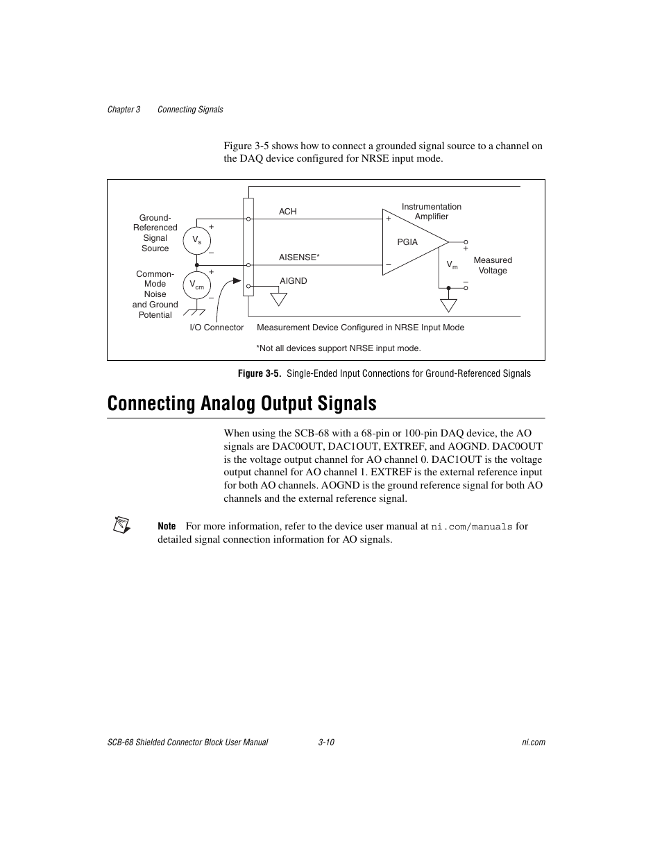 Connecting analog output signals, Connecting analog output signals -10 | National Instruments SCB-68 User Manual | Page 38 / 104