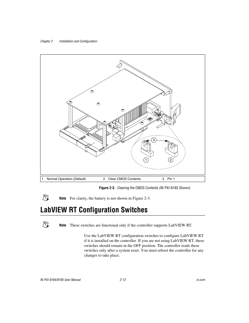 Labview rt configuration switches, Labview rt configuration switches -12, Labview | Rt configuration switches | National Instruments PXI-8184 User Manual | Page 25 / 72