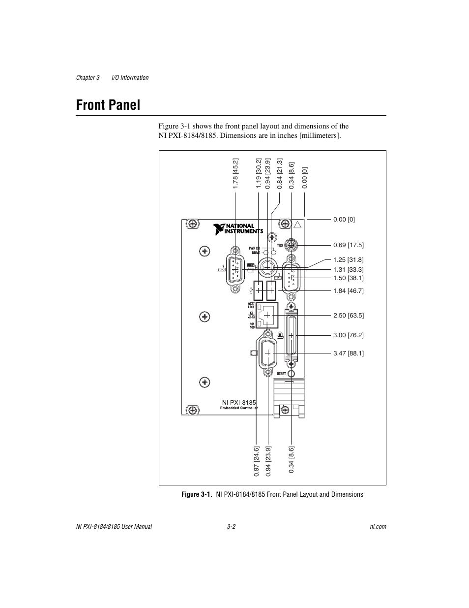 Front panel, Front panel -2 | National Instruments PXI-8184 User Manual | Page 33 / 72