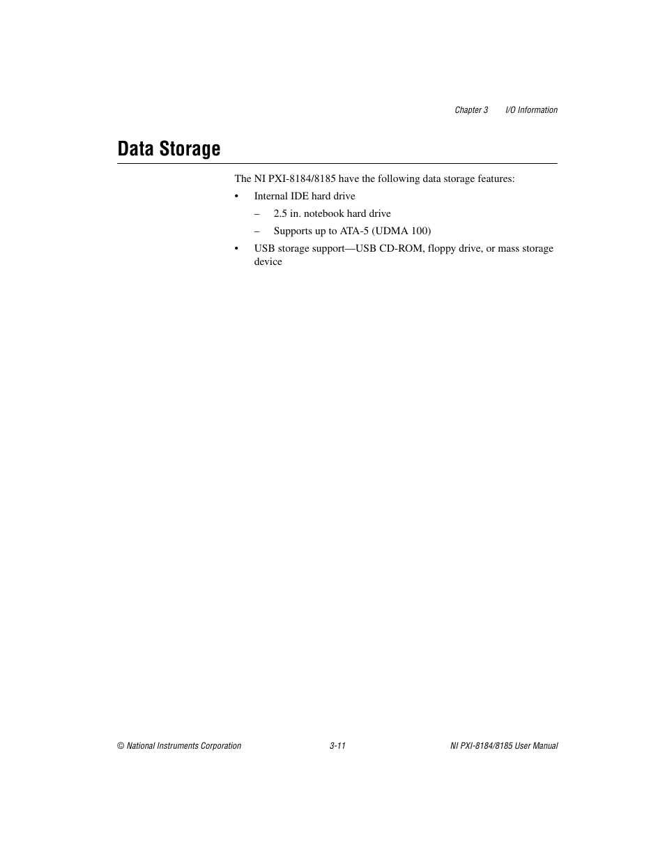 Data storage, Data storage -11 | National Instruments PXI-8184 User Manual | Page 42 / 72