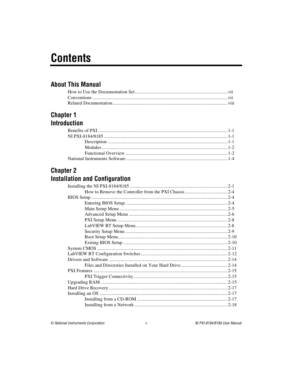 National Instruments PXI-8184 User Manual | Page 5 / 72