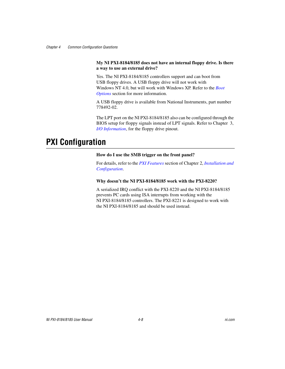 Pxi configuration, Pxi configuration -8 | National Instruments PXI-8184 User Manual | Page 50 / 72