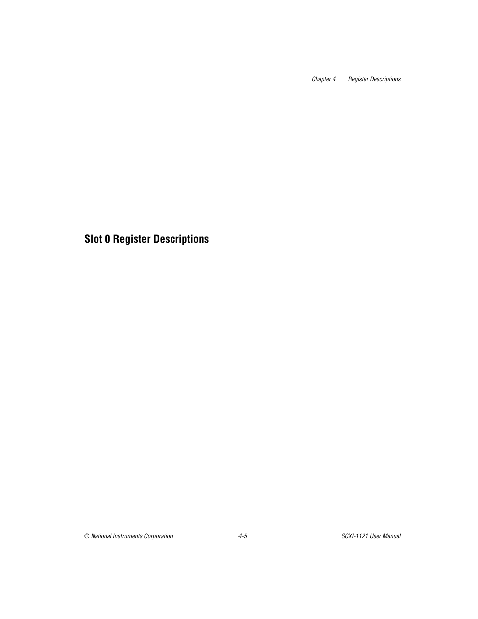 Slot 0 register descriptions, Slot 0 register descriptions -5 | National Instruments SCXI-1121 User Manual | Page 87 / 162