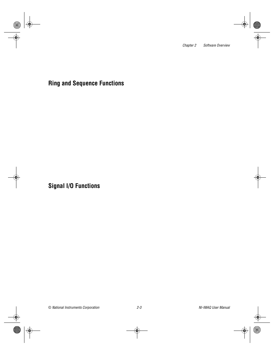 Ring and sequence functions, Signal i/o functions | National Instruments Image Acquisition Software User Manual | Page 16 / 68