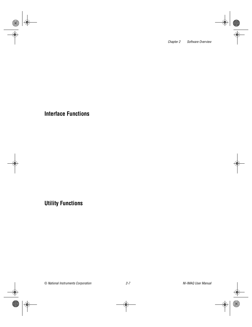 Interface functions, Utility functions, Interface functions -7 utility functions -7 | National Instruments Image Acquisition Software User Manual | Page 20 / 68