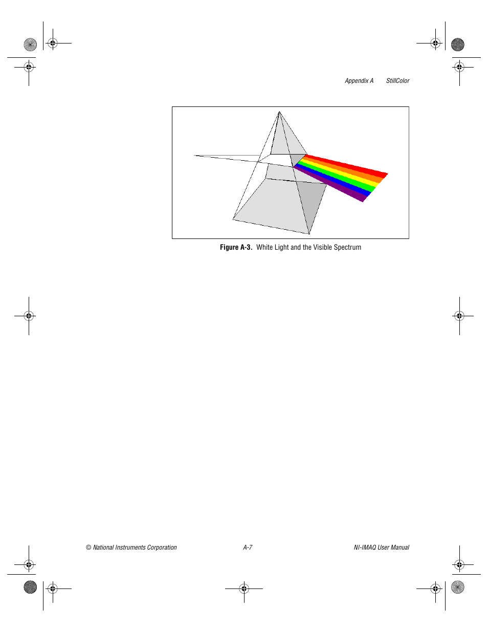 Figure a-3. white light and the visible spectrum, Figure a-3 | National Instruments Image Acquisition Software User Manual | Page 44 / 68