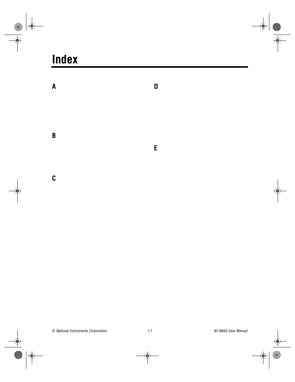 Index | National Instruments Image Acquisition Software User Manual | Page 65 / 68