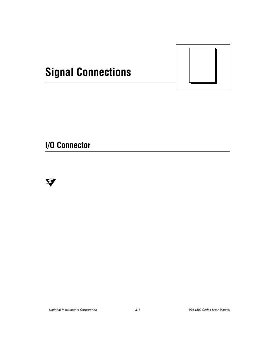 Chapter 4 signal connections, I/o connector, I/o connector -1 | Signal connections | National Instruments VXI-MIO Series User Manual | Page 47 / 151