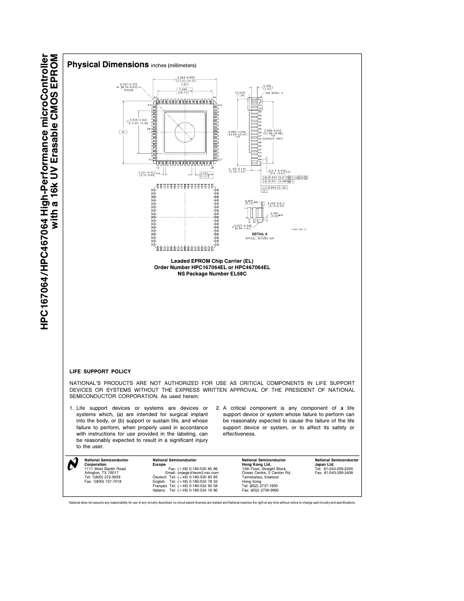 Physical dimensions | National Instruments HPC167064 User Manual | Page 34 / 34