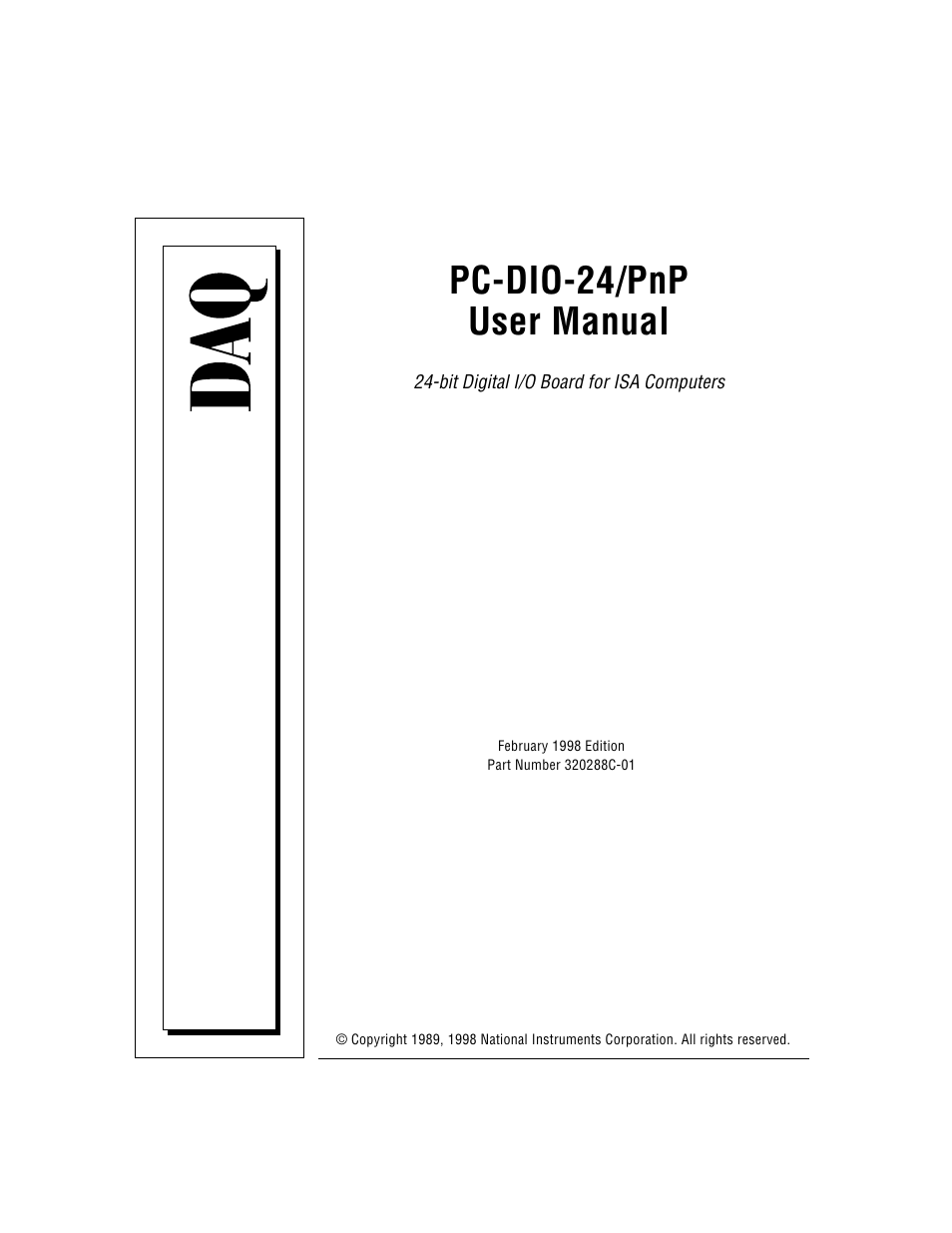 National Instruments PC-DIO-24/PnP User Manual | 107 pages