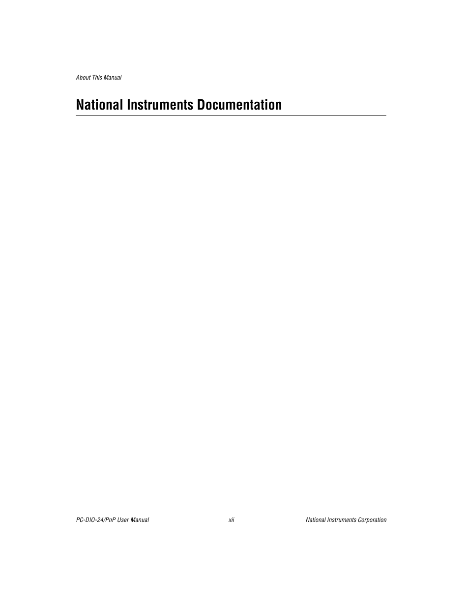 National instruments documentation | National Instruments PC-DIO-24/PnP User Manual | Page 12 / 107