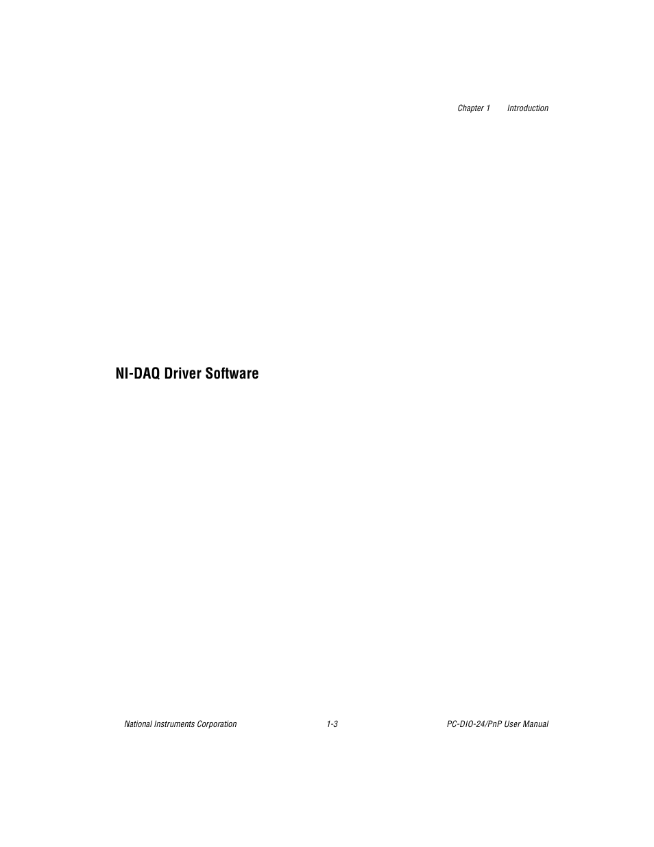 Nidaq driver software, Ni-daq driver software -3, Ni-daq driver software | National Instruments PC-DIO-24/PnP User Manual | Page 16 / 107