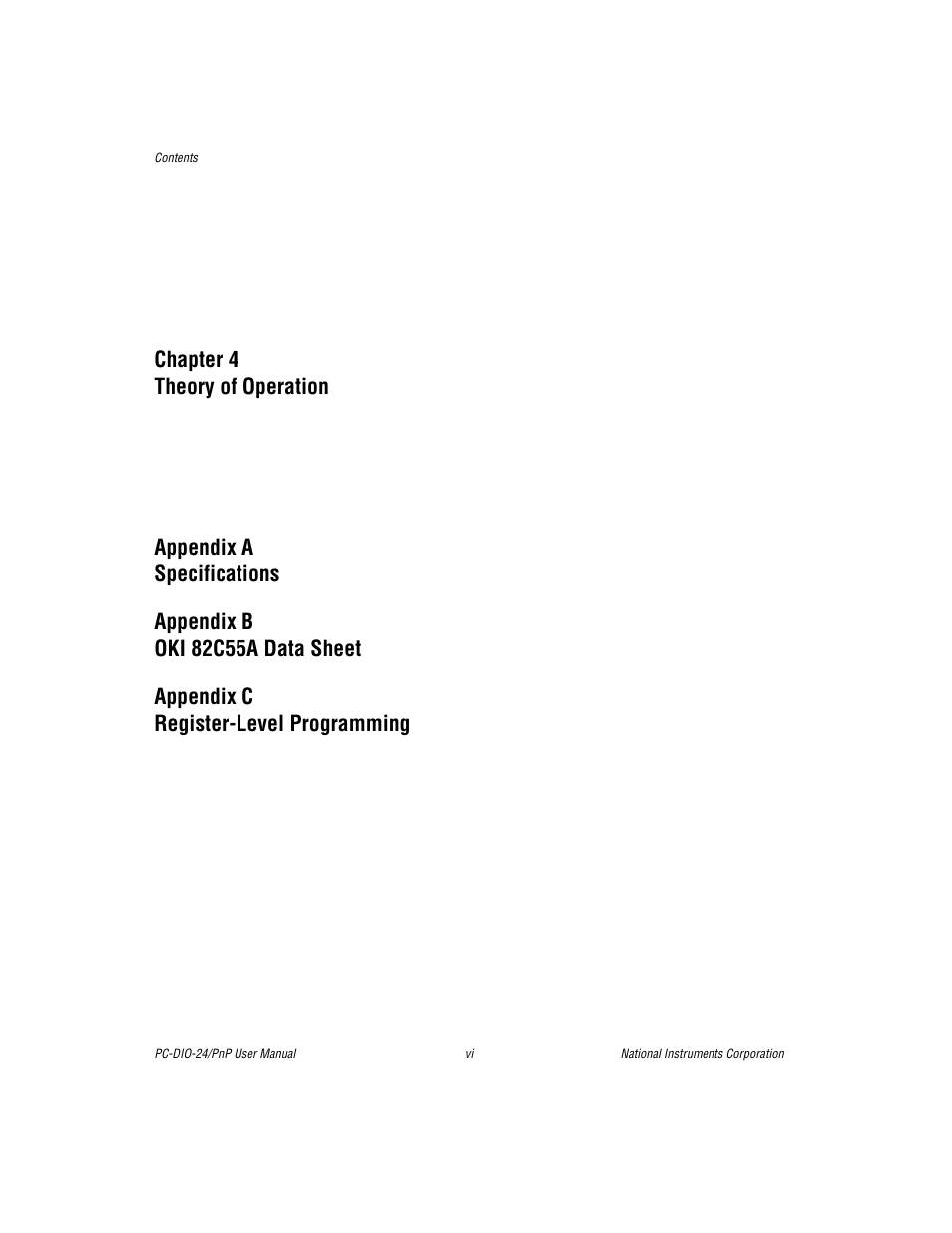 Chapter 4 theory of operation | National Instruments PC-DIO-24/PnP User Manual | Page 6 / 107
