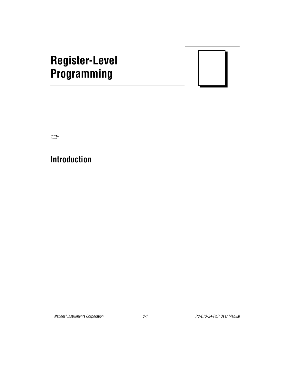 Appendix c register-level programming, Introduction, Register-level programming | Appendix c, register-level programming | National Instruments PC-DIO-24/PnP User Manual | Page 61 / 107