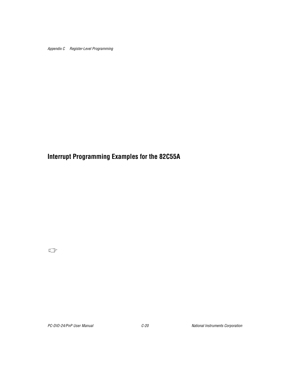 Interrupt programming examples for the 82c55a | National Instruments PC-DIO-24/PnP User Manual | Page 80 / 107