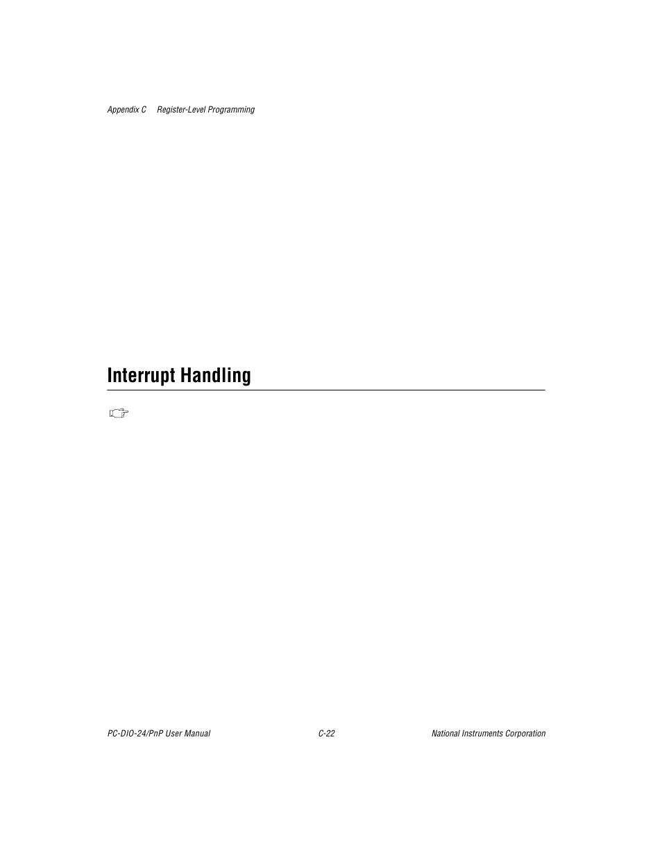 Interrupt handling | National Instruments PC-DIO-24/PnP User Manual | Page 82 / 107