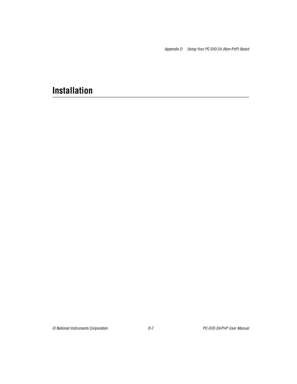 Installation | National Instruments PC-DIO-24/PnP User Manual | Page 90 / 107