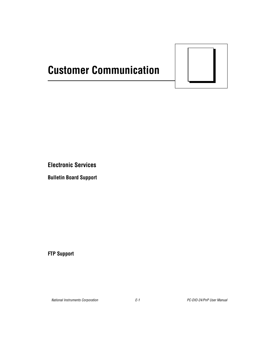 Appendix e customer communication, Appendix e, customer communication , co, Appendix e, customer communication | Customer communication | National Instruments PC-DIO-24/PnP User Manual | Page 91 / 107